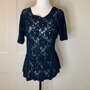 Navy Lace Blouse